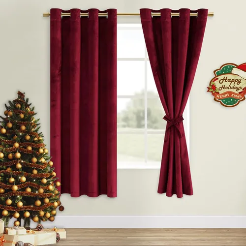 Vista 87 de DWCN - Juego de 2 paneles de cortina de terciopelo con ojales negros, tratamiento de ventanas con aislamiento térmico, apilables, decoración moderna
