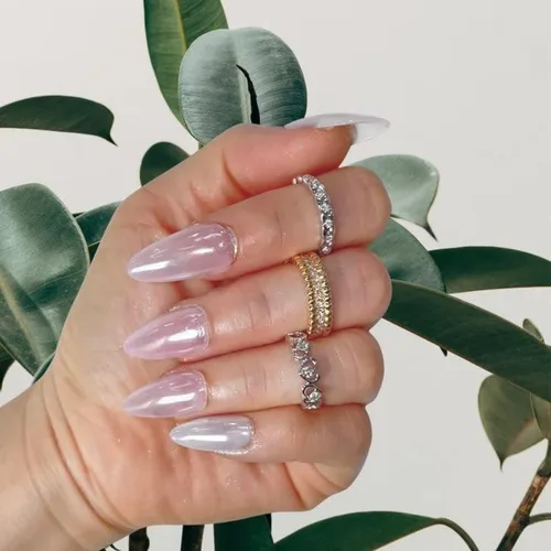 Vista 3 de Cre8tion - Polvo mágico de uñas cromado y perla blanca para arte de uñas, purpurina cromada en polvo brillante, uso profesional en salones