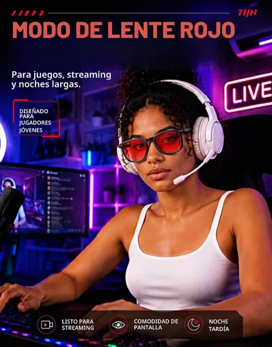 Vista 3 de TIJN Blue Light Blocking Glasses, Square Frame for Computer Gaming Negro