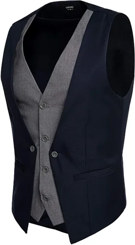 Vista 3 de COOFANDY Men's Dress Vest Layered Suit Waistcoat Formal Wedding Suit Vests