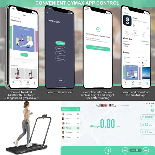 Vista 6 de Goplus 2 in 1 Folding Treadmill, 2.25HP Under Desk Electric Superfit Treadmill, Installation-Free with APP Control, Remote Control, Bluetooth