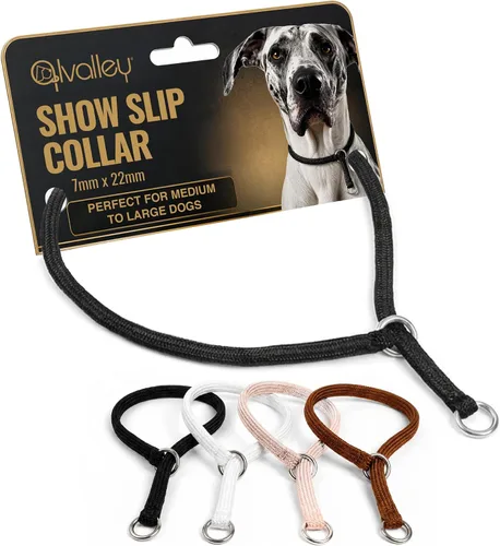 Vista 18 de Show Slip Collar – Collar de perro de conformación – Perfecto para cachorros pequeños a perros grandes – Collar de perro de diseño para el hogar