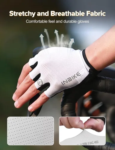 Vista 3 de INBIKE Guantes de ciclismo Guantes de ciclismo que absorben los golpes, transpirables, antideslizantes, sin dedos, para hombres y mujeres