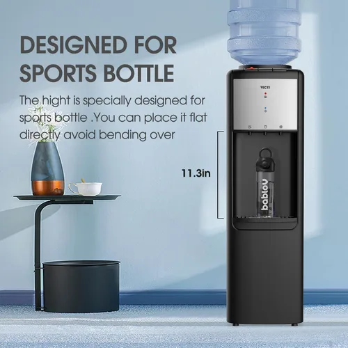 Vista 2 de VECYS Dispensador de enfriador de agua de carga superior caliente y fría, 3 o 5 galones con bloqueo de seguridad para niños, compresor