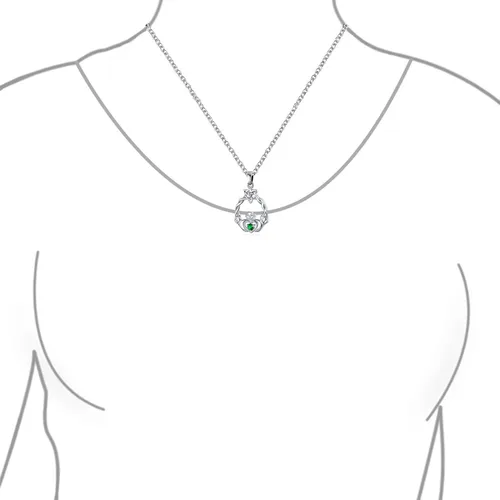 Vista 3 de Good Luck BFF Friendship Trinity Irish Love Knot Triquetra Simulated CZ Gemstone Cubic Zirconia Infinity Statement Celtic Claddagh Collar V Necklace