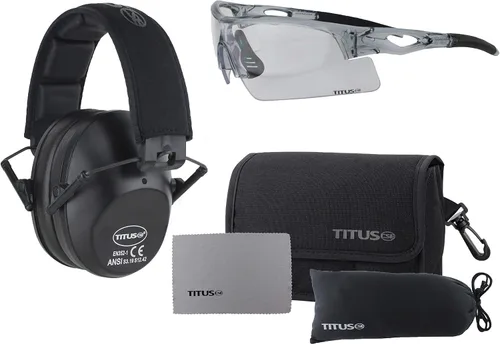 Vista 10 de TITUS Paquete combinado de orejeras y gafas de seguridad de línea delgada