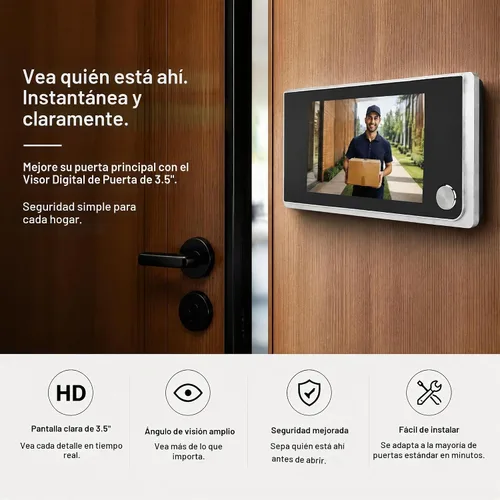 Vista 2 de Visor de Mirilla para Puerta Digital con Cámara de Ojo de Puerta 3.5 Pulgadas LCD HD Pantalla de 120 Grados de Ángulo Amplio para Sistema