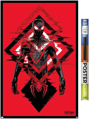 Vista 17 de Trends International Marvel's Spider-Man: Miles Morales - Póster de pared de traje, 14.725 x 22.375 pulgadas, versión enmarcada de madera de granero