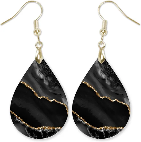 Vista 28 de Dangle Earrings for Women Colorful Dangling Drop Statement Jewelry Printed MDF Wood Teardrop Double Side Print Handmade by The Painted Pug
