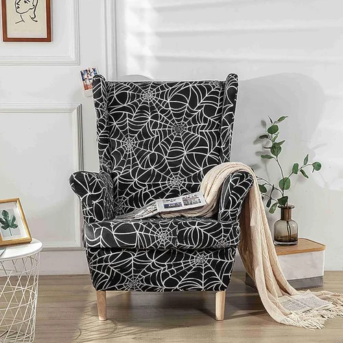 Vista 12 de Morbuy Fundas para silla con respaldo de alas de 2 piezas, funda moderna para silla con respaldo de ala, funda elástica para silla con respaldo