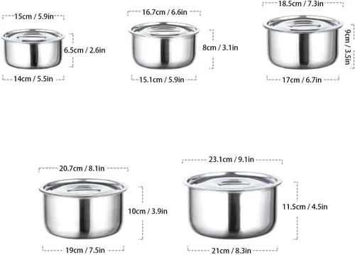 Vista 2 de TOPINCN Juego de ollas de sopa de acero inoxidable 5 piezas, ollas de cocina multifuncionales olla de cocción de inducción resistente