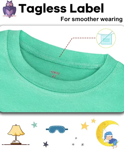 Vista 2 de KOBERO Boys Pajamas 4 Pieces Long Set 100% Cotton Sleepwear Size 18 Months-12 Years