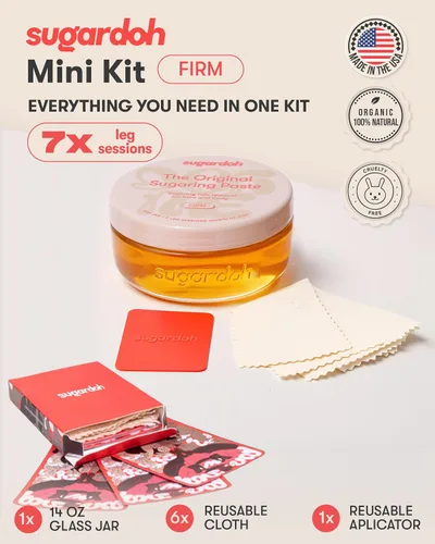 Vista 2 de Kit de Cera de Azúcar Sugardoh para Mujeres Visto en Shark Tank (Kit Vintage Firme) - Para Axilas, Bikini y Principiantes - Depilación con Cera