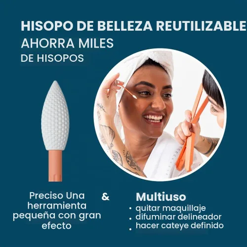 Vista 2 de LastSwab® Hisopos de algodón reutilizables para rutinas de belleza suaves y ecológicas - La alternativa sostenible a los hisopos de algodón Negro