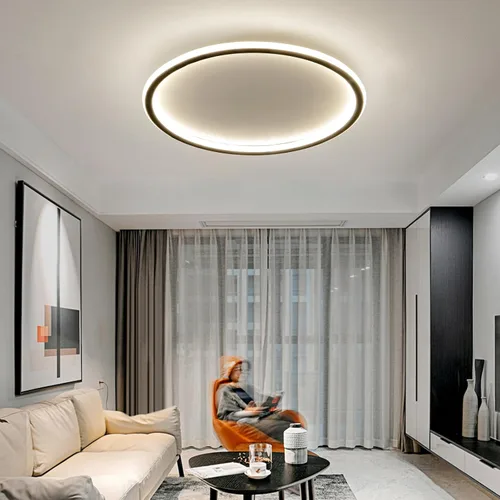Vista 13 de Lámpara de techo LED moderna, anillo negro empotrado, lámpara de techo con control remoto, lámpara de techo acrílica para dormitorio, pasillo, isla