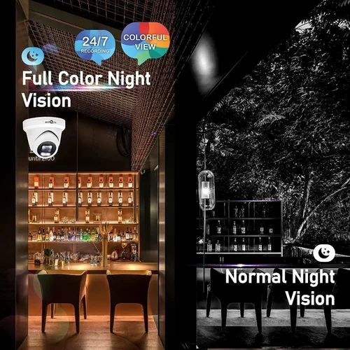 Vista 4 de Marquis Cámara domo de torreta IP PoE de 6MP con micrófono, gran angular de 0.110 in, visión nocturna a todo color 24/7, luz dual, resistente a