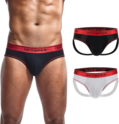 Vista 2 de SKYSPER Suspensorio de malla transpirable para hombre, 2 piezas, 3 piezas, 4 piezas, ropa interior masculina, partidarios atléticos para hombres