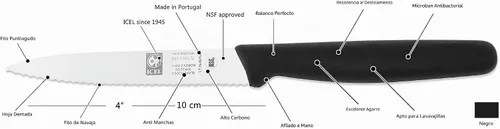 Vista 4 de Cutlery 241306010-Cuchillo de pelar dentado de 4 pulgadas, negro