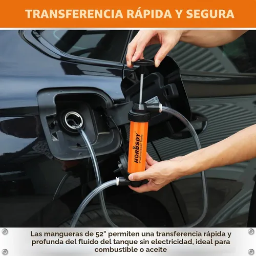 Vista 3 de Kit de bomba de transferencia de sifón multiuso HORUSDY Bombas de combustible manuales de mano para gas, aceite, agua con manguera de aire, bomba