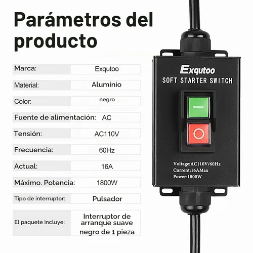 Vista 4 de Exqutoo - Interruptor de arranque suave negro resistente para uso general