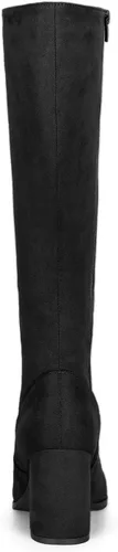 Vista 3 de Allegra K Botas altas hasta la rodilla con cremallera lateral y tacón grueso para mujer