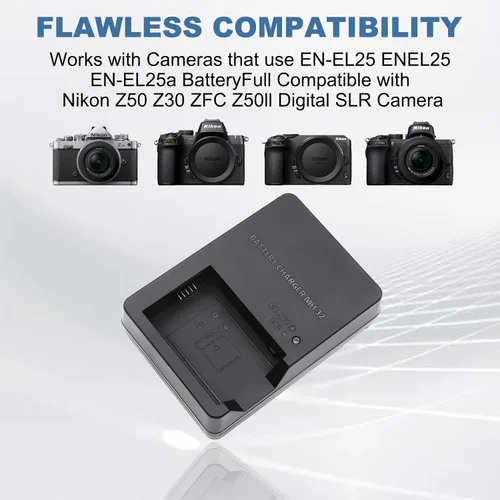 Vista 4 de Cargador de batería de pared MH-32 MH32 para Nikon EN-EL25 ENEL25 EN-EL25a Batería compatible con Nikon Z50 Z 50 Z30 Z 30 Zfc Z fc Z50II cámara