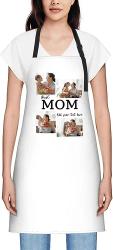 Vista 57 de Delantales personalizados para mujer, diseño de delantal de chef ajustable con nombre, textos, fotos, flores, regalos para el día de la madre