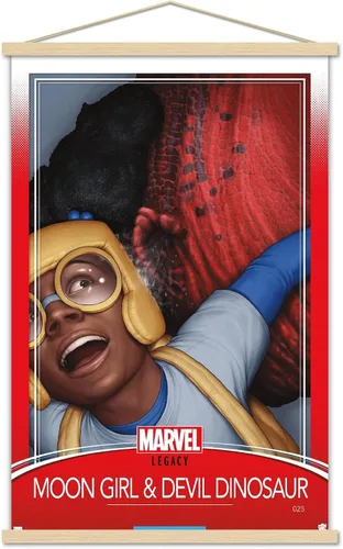 Vista 17 de Trends International Marvel Moon Girl & Devil Dinosaur - Póster de pared legado, 22.4 pulgadas de largo x 14.7 pulgadas, versión enmarcada en madera