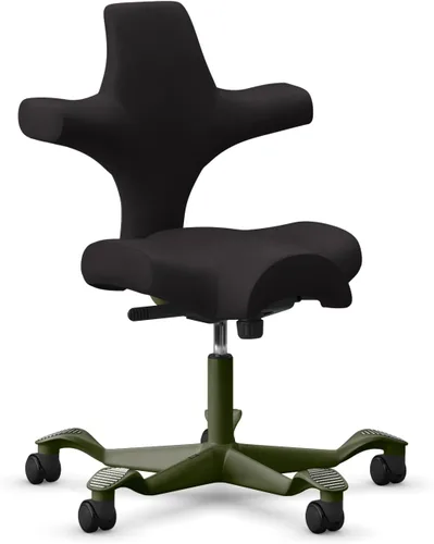 Vista 36 de HAG Capisco Silla de escritorio estándar ajustable, marco negro, asiento negro de vinilo ónix