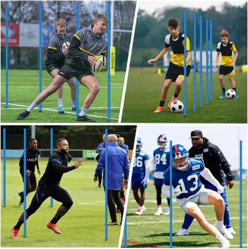 Vista 6 de HOTOOLME Equipo de entrenamiento de agilidad, equipo de entrenamiento de fútbol incluye 6 postes de agilidad, escalera de agilidad, 10 conos