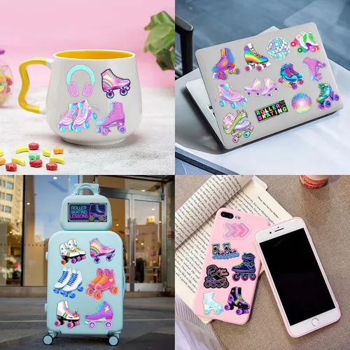 Vista 8 de 96 tatuajes temporales de patines de neón – tema de los años 80 y 90 para decoración de fiesta de cumpleaños, suministros de regalos para niños