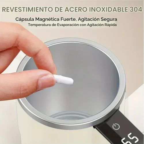 Vista 6 de SpinBrew - Taza de café magnética de agitación automática con pantalla de temperatura, vaso de café eléctrico de acero inoxidable automezclable