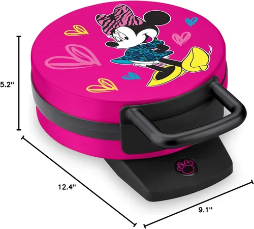 Vista 6 de Disney DMG-31, máquina para hacer waffles de Minnie Mouse, color rosa