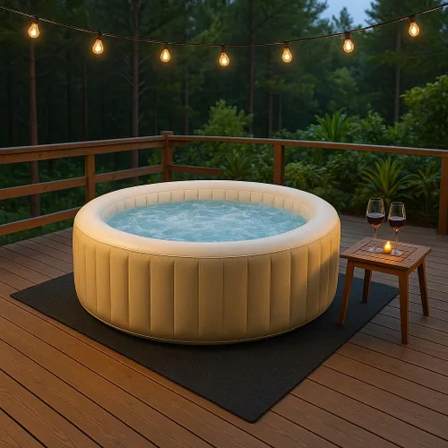 Vista 3 de Tapete extra grande para bañera de hidromasaje de 100 x 100 pulgadas para bañera inflable de spa perezoso, almohadilla para bañera de hidromasaje