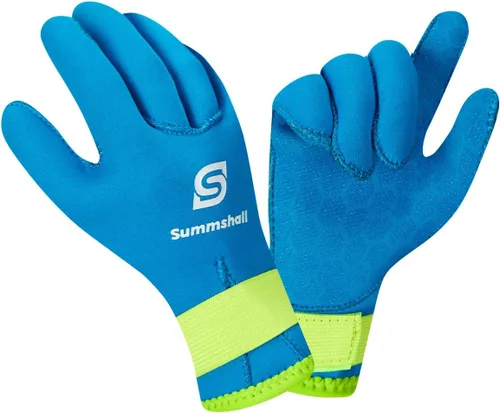 Vista 8 de Guantes de neopreno para niños de 0.118 pulgadas, guantes térmicos antideslizantes para natación, UV50+, mantienen el calor para bucear, kayak