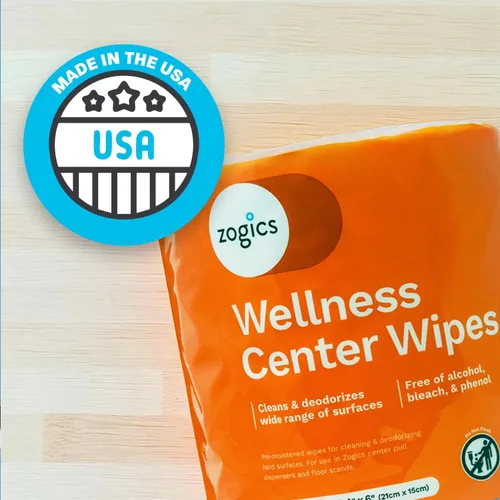 Vista 3 de Zogics Toallitas de limpieza Wellness Center: toallitas de gimnasio para limpiar superficies y equipos, toallitas húmedas presaturadas duraderas