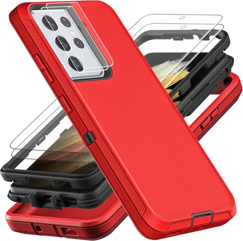 Vista 10 de YKHJKLEC Funda para Samsung Galaxy S21 Ultra, con 2 piezas [protector de pantalla de TPU flexible autorreparable y protector de lente de cámara]