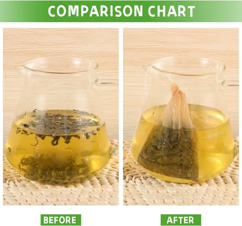 Vista 5 de 200 bolsas de té de hojas sueltas, bolsas de filtro de té desechables con cordón Bolsas de té sin blanquear para té y café sueltos