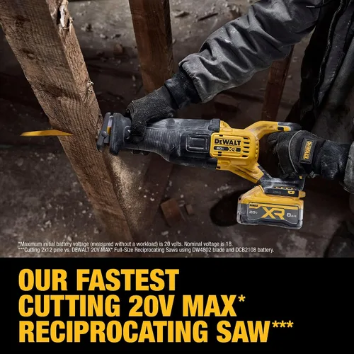 Vista 7 de DEWALT Kit de sierra recíproca inalámbrica XR de 20 V MAX XR POWERPACK con batería y cargador incluidos (DCS384WW1)