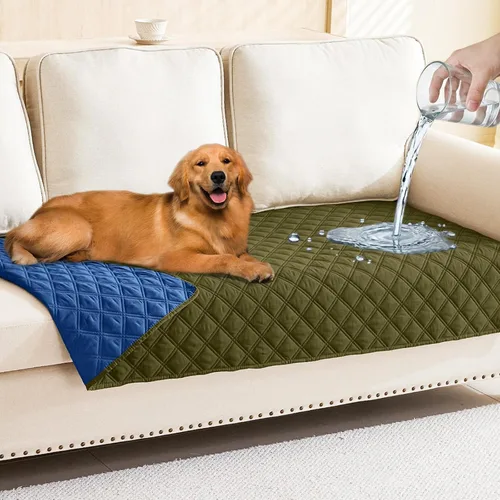 Vista 149 de Smiry Funda Impermeable para Cama de Perro Manta para Mascotas, Manta Suave y Lavable para Perros para Muebles Cama Sofá Sofá Reversible, a Cuadros