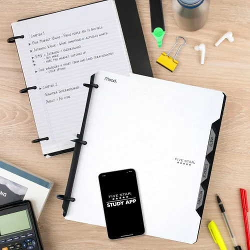 Vista 8 de Five Star Flex - Cuaderno recargable + aplicación de estudio, papel rayado universitario y carpeta de anillos TechLock de 1 pulgada con bolsillos