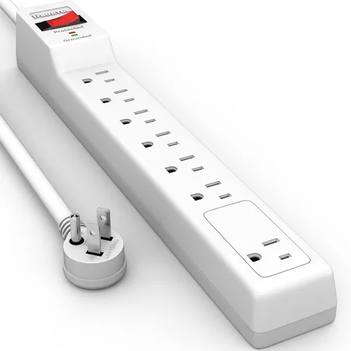 Vista 8 de PLUGUTL - Paquete de 2 protectores de sobretensiones (980 julios), regleta de alimentación de enchufe plano, cable de extensión de 4 pies con Negro