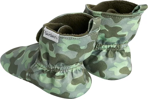 Vista 5 de Gerber Botines unisex con forro polar para bebé, antideslizantes, suaves, Camo Verde