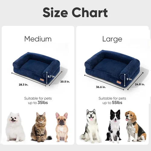 Vista 6 de FUKUMARU Sofá cama para perros, cama acogedora de pana para gatos, impermeable, funda lavable