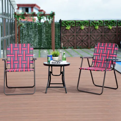Vista 9 de COSTWAY Silla de playa plegable 6pcs Camping Césped Webbing Silla (rojo) Ligero