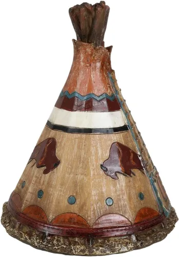 Vista 3 de Ebros Gift Cabaña de tipi indígena tribal occidental rústica con diseño de bisonte de carga, moneda de ahorro, hucha decorativa