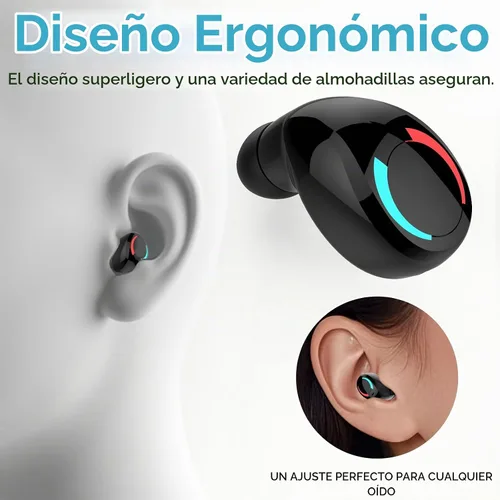 Vista 3 de Mini auricular Bluetooth de un solo auricular inalámbrico pequeño, auriculares invisibles, auricular individual con 10 horas de tiempo de Negro