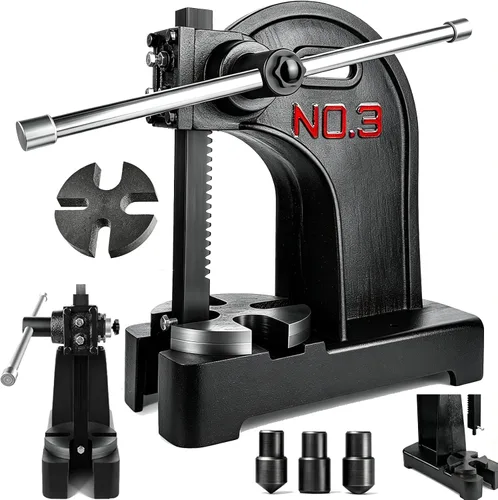 Vista 10 de 2 Ton Arbor Press, Heavy-Duty Manual Desktop Press, 8.5in Work Height, Hand Wheel Arbor Press with Reversible Ram & Removable Anvil, Cast Iron