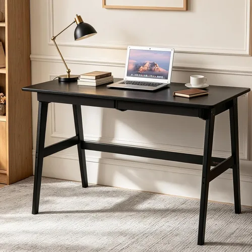 Vista 12 de Nnewvante Escritorio pequeño para computadora de 31.5 pulgadas con cajón, color negro