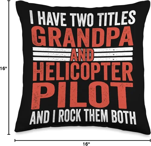 Vista 4 de Aviation Aircraft and RC Helicopter Pilot Gifts Aviator Two Titles - Almohada de piloto para abuelo y helicóptero, 16 x 16 pulgadas, multicolor